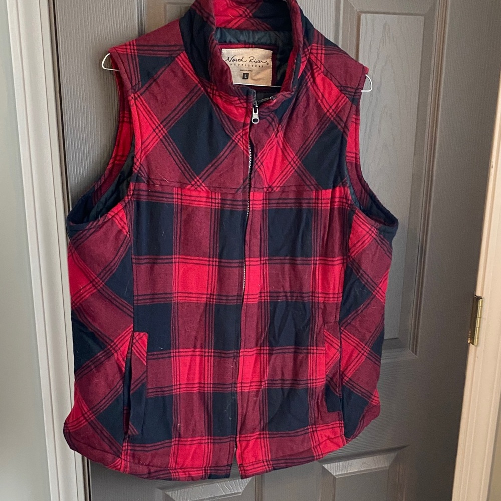 Stylish Red and Black Plaid Vest